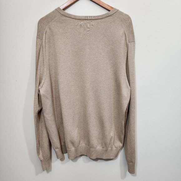 Lands' End NWT camel color V-neck knit long sleeve sweater men's size XL - Picture 3 of 9